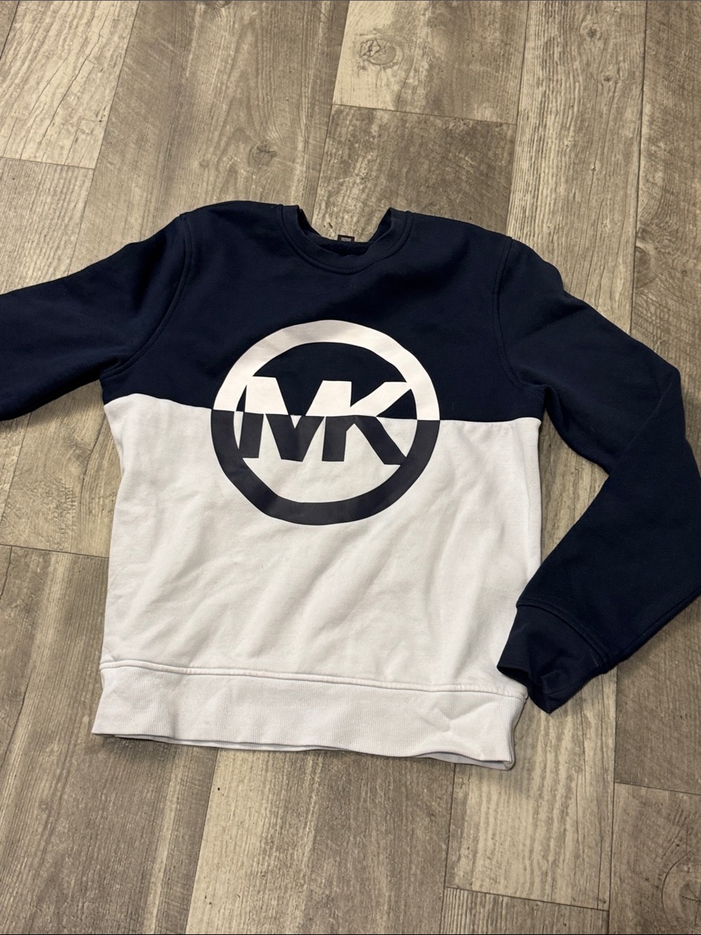 Michael Kors Men’s Navy and White MK Logo Crewneck